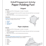 First page of the Advancing ALTELLA folding paper activities. This first page features origami and paper airplanes.