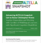 Cover page of Advancing ALTELLA Snapshot: Get to Know Christopher Rivera