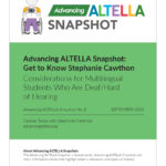 Cover page of Stephanie Cawthon's Advancing ALTELLA Snapshot.